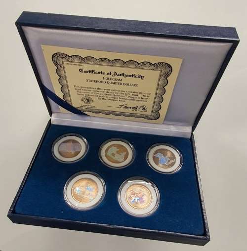 COA - HOLOGRAM STATEHOOD QUARTER DOLLARS BY MORGAN MINT - HIGHLY COLLECTIBLE - IN ORIGINAL BOX